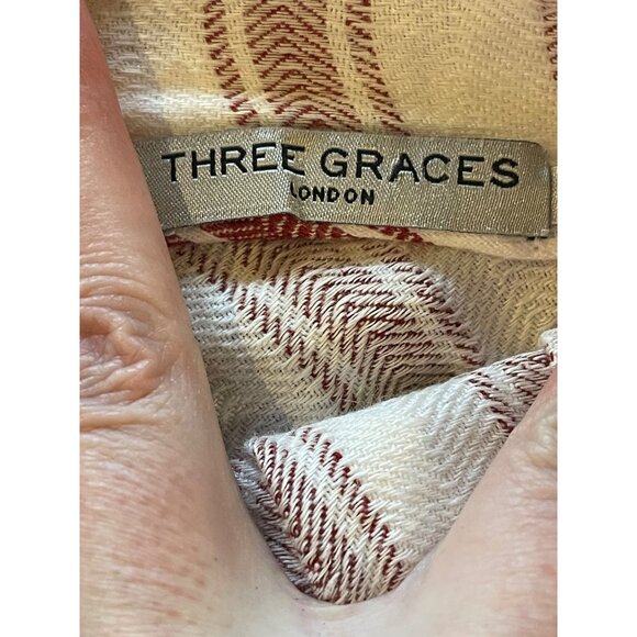 Three Graces London Red & White Striped Linen Open Back Georgianna Midi Dress 6 - Picture 8 of 11